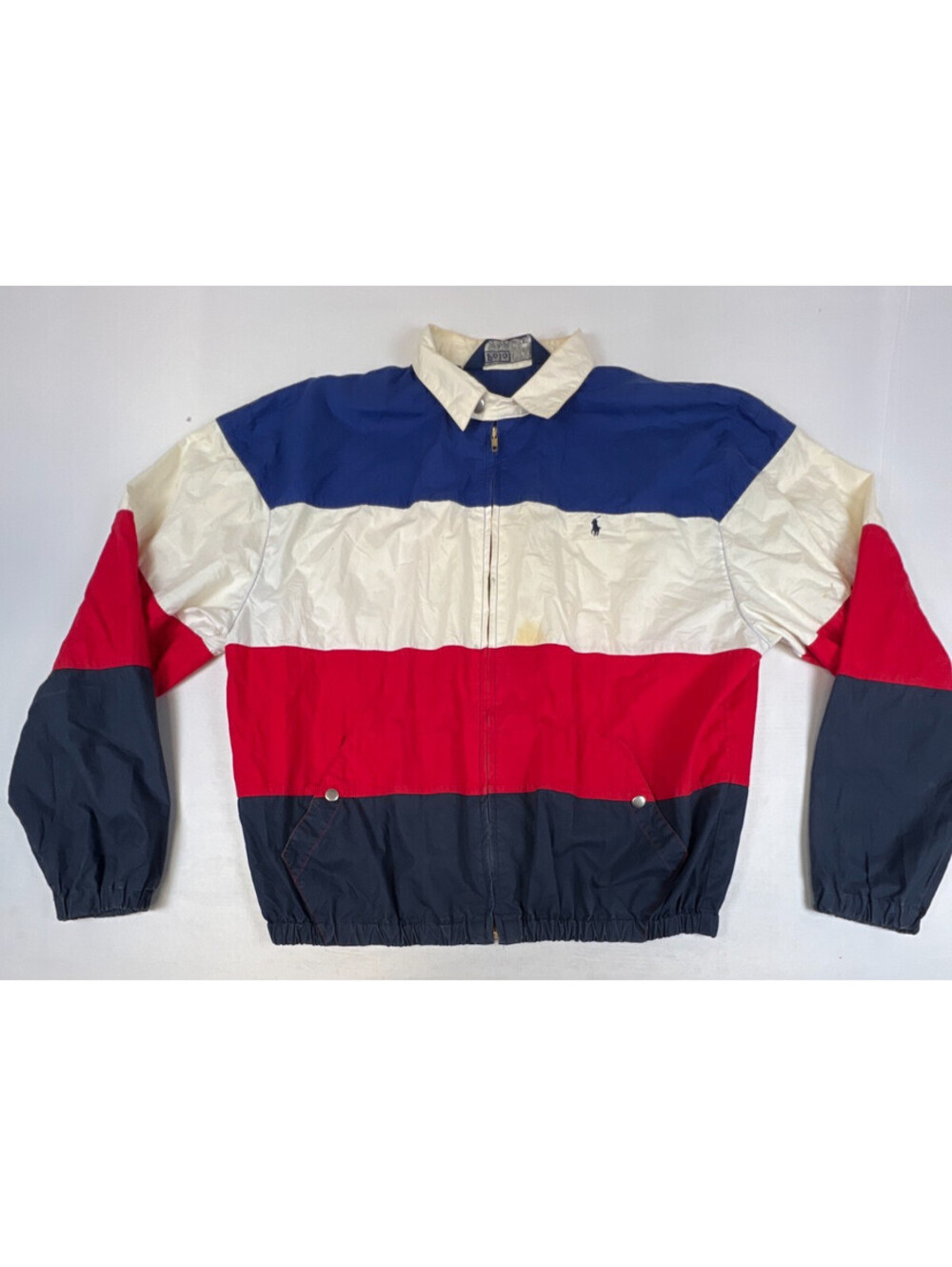 Vintage Polo by Ralph Lauren Men L Multicolor Colorblock Full Zip Cotton Jacket